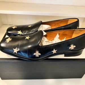 GUCCI
Calfskin Bee Star Embroidered Mens Slip On Loafers 11 Black